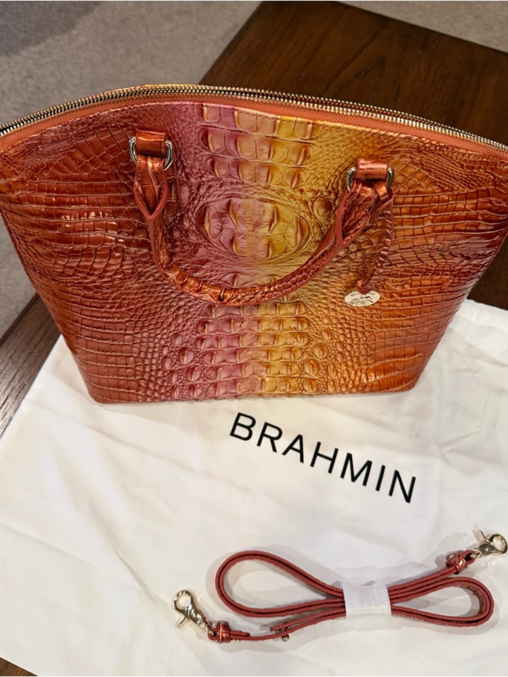 Brahmin Glam Ombré Croc-Embossed Large Duxbury Satchel